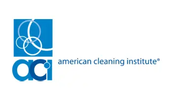 A blue and white logo for the american cleaning institute.